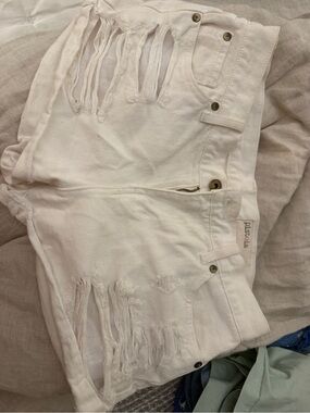 pistola White Frayed Distressed Denim Shorts